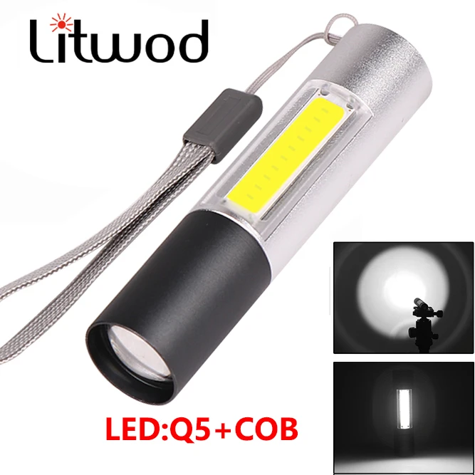 

3 Modes Zoom LED Flashlight Mini USB Rechargable Super Bright COB Torch Waterproof for Camping Cycling Portable Night Lighting