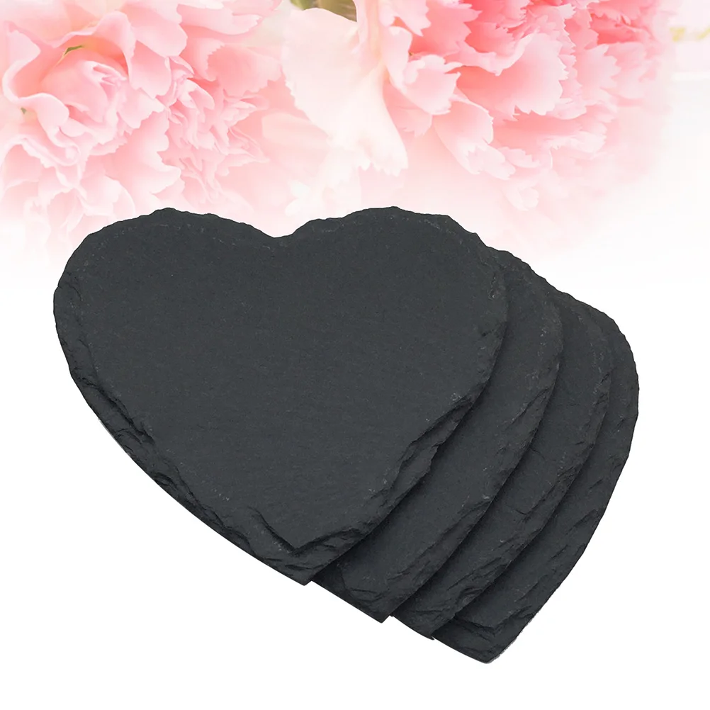 

Coasters Slate Coaster Drink Cup Mat Drinks Heart Black Table Natural Trivet Absorbent Mug Marble Coffee Set Decoration Placemat