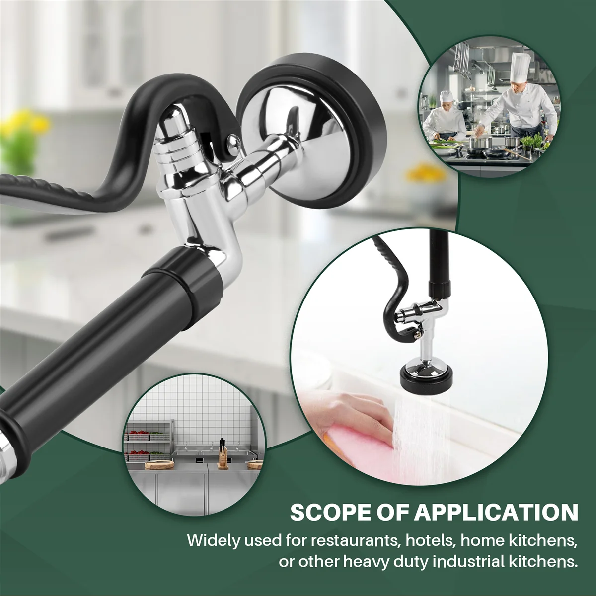 Pre Rinse Sprayer Commercial Kitchen Faucet Parts Chrome Finished (Black) |