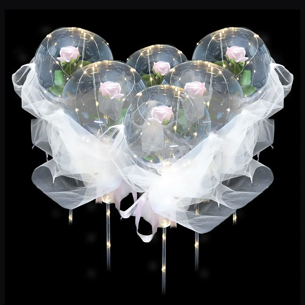 

Светящиеся цветы, День Святого Валентина, свадьба, день рождения, украшения для вечеринки, прозрачный шар Bobo, букет воздушных шаров