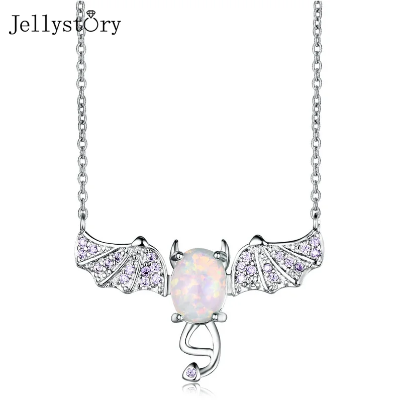 

Jellystory White Opal Animal Necklaces For Women 925 Sterling Silver 27mm Pendant Wedding Anniversary Jewelry Gifts 2021 Trend