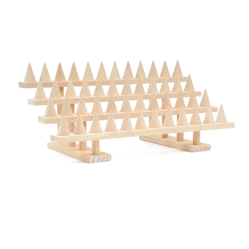 12/24/36/48 Bit Solid Wood Jewelry Rings Display Stand Cone Organizer Holder Display Jewelry Rack Home Accessories Shelf