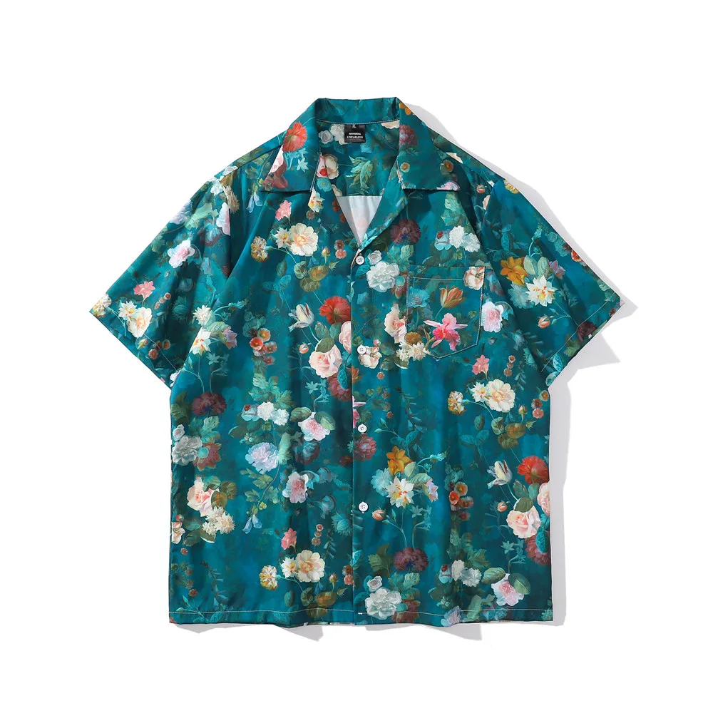 

OSCN7 Casual Street Printed Short Sleeve Shirt Men 2022 Hawaii Beach Oversize Women Fashion Harujuku Shirts for Men X676