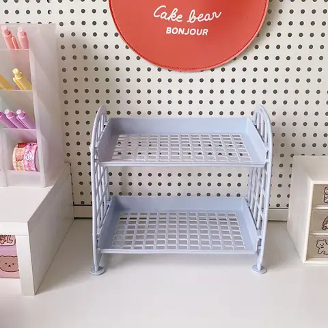 Пластиковый двухуровневый стеллаж белый