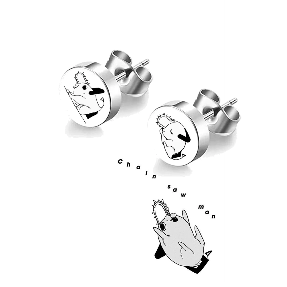 

Japanese Anime Chainsaw Man Stud Earrings Cute Stainless Steel Earrings for Kids Girls Christmas Jewelry Gift
