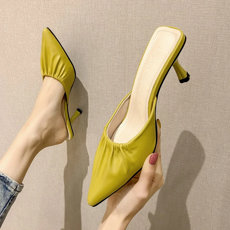 

Женские туфли Baotou на высоком каблуке, новинка 2023, весенняя обувь с острым носком, полуботинки, женская обувь для внешней одежды