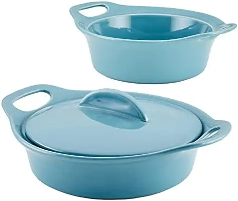 

Glaze Ceramics Casserole Bakeware/Baker Set with Shared Lid, 3 Piece, Teal Cooling rack Pizza accessories Aluminium pan Molde pa