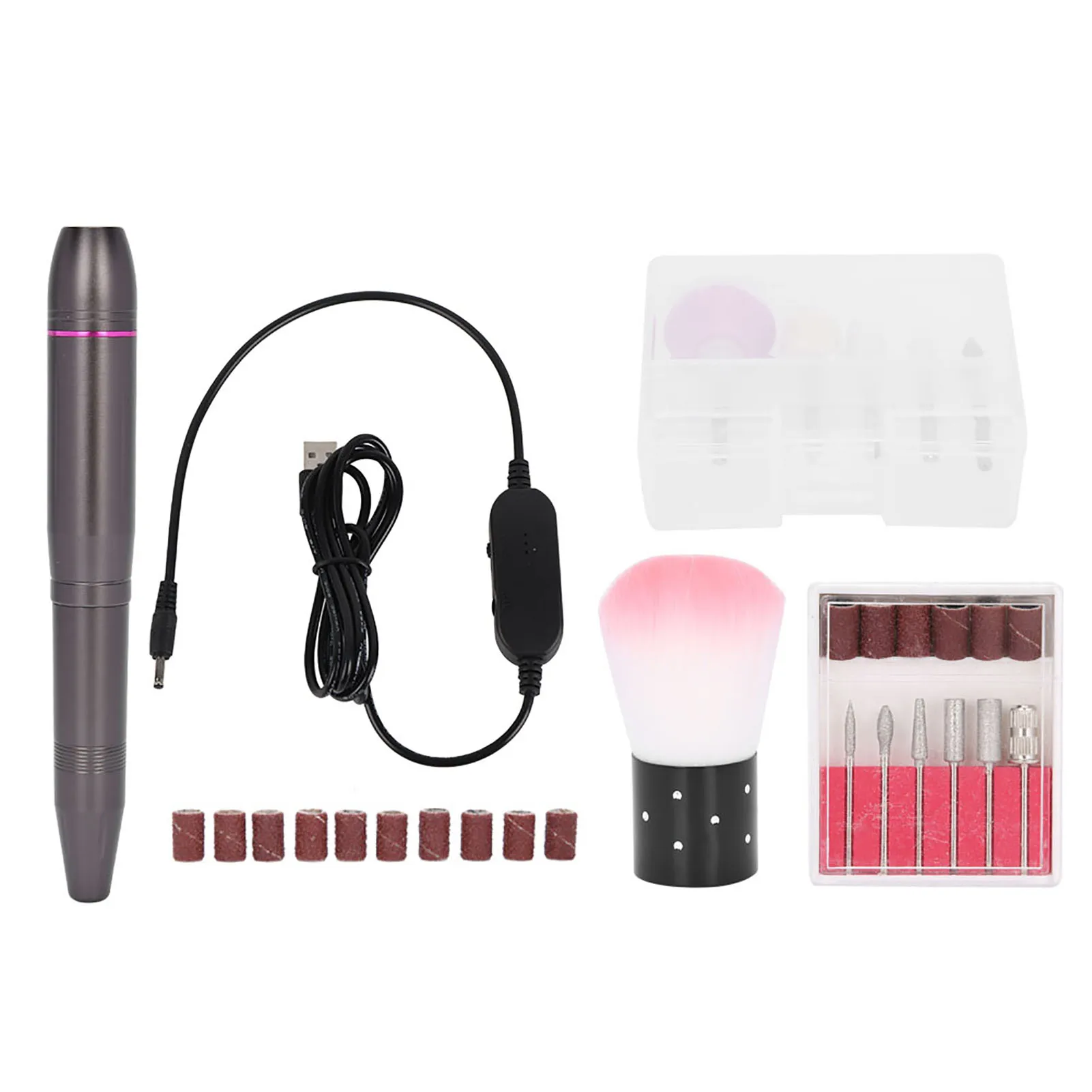 

Nail Drill Pen Electric Nail Grinder Polisher Kit Portable Polishing Manicure ToolDark Gray