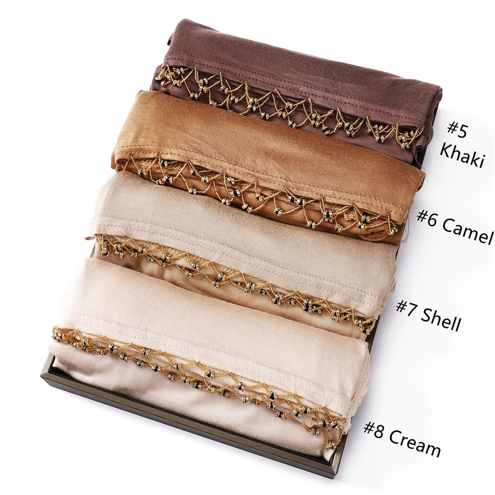 Хиджабы из хлопка и лайкры премиум-класса для женщин головные уборы с бисером