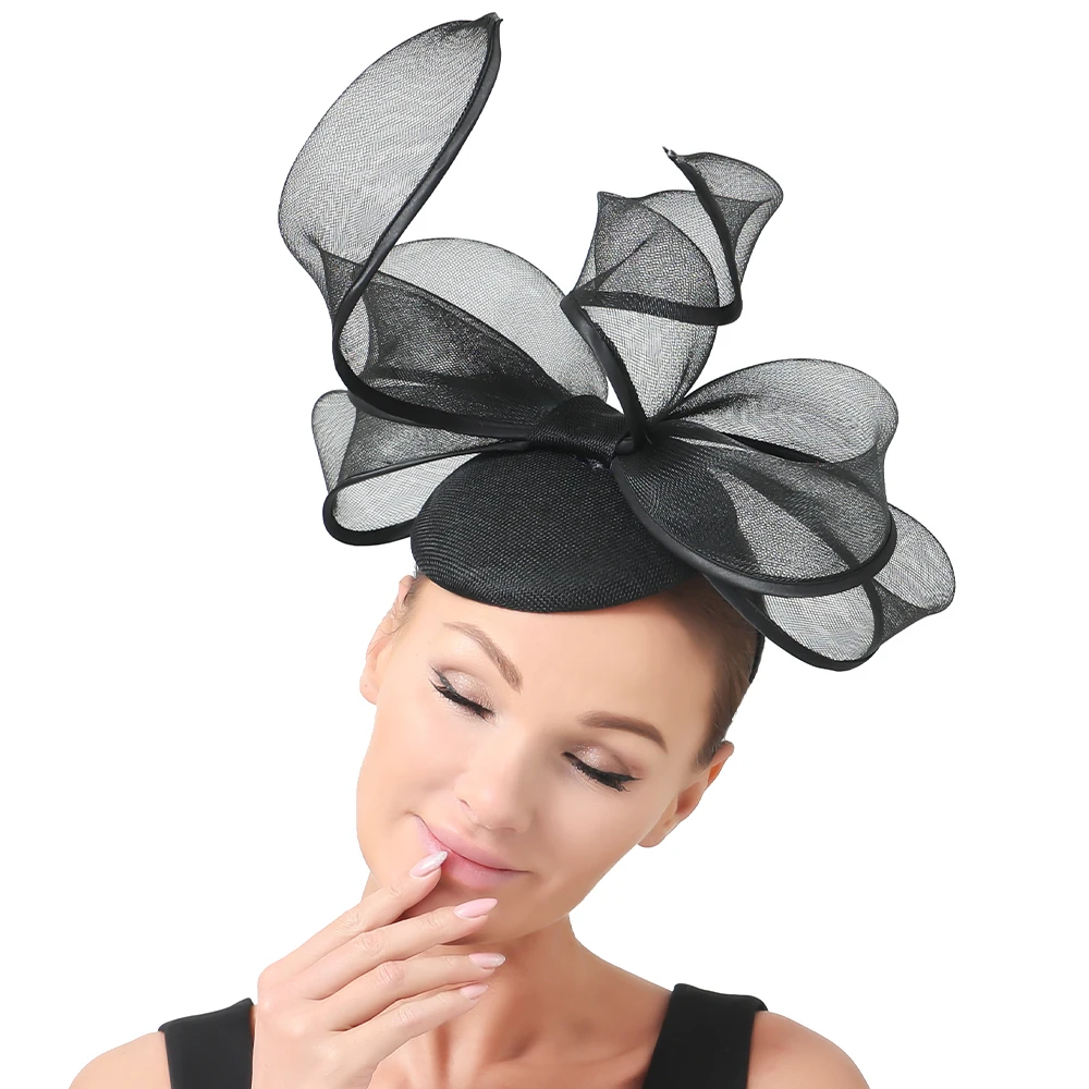 Новинка черные свадебные вуалетки шляпы изумительная Женская головная повязка