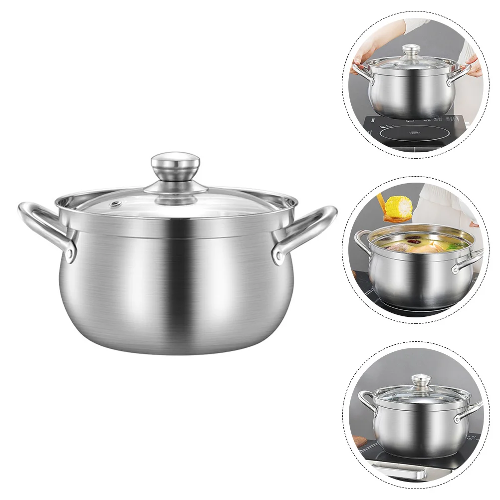 

Practical Stockpot Home Soup Pot Home Cooking Soup Pot with Transparent Lid