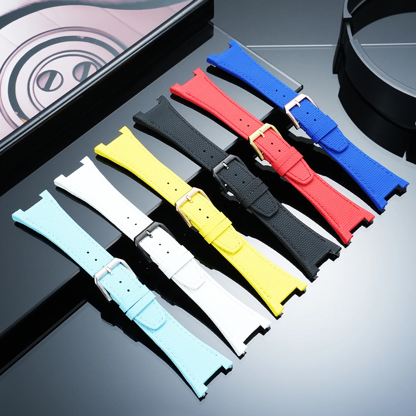 Фото Сменный ремешок из каучука FKM для мужских часов IWC Engineer AMG IW500501 IW322503 IW378505 с быстрым креплением №3