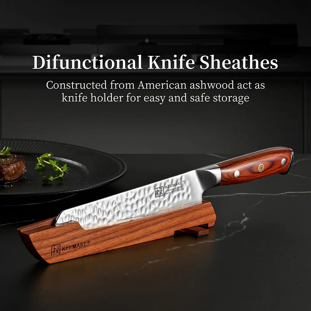 Фото Нож для нарезки KEEMAKE Kiritsuke 8 дюймов, ультраострый, из дамасской стали VG10, японский поварской нож с рукоятью из паккавуда №2