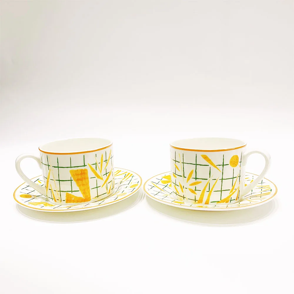220ml Ceramic Coffee Milk Cups Afternoon Tea 2 and Saucer Sets |