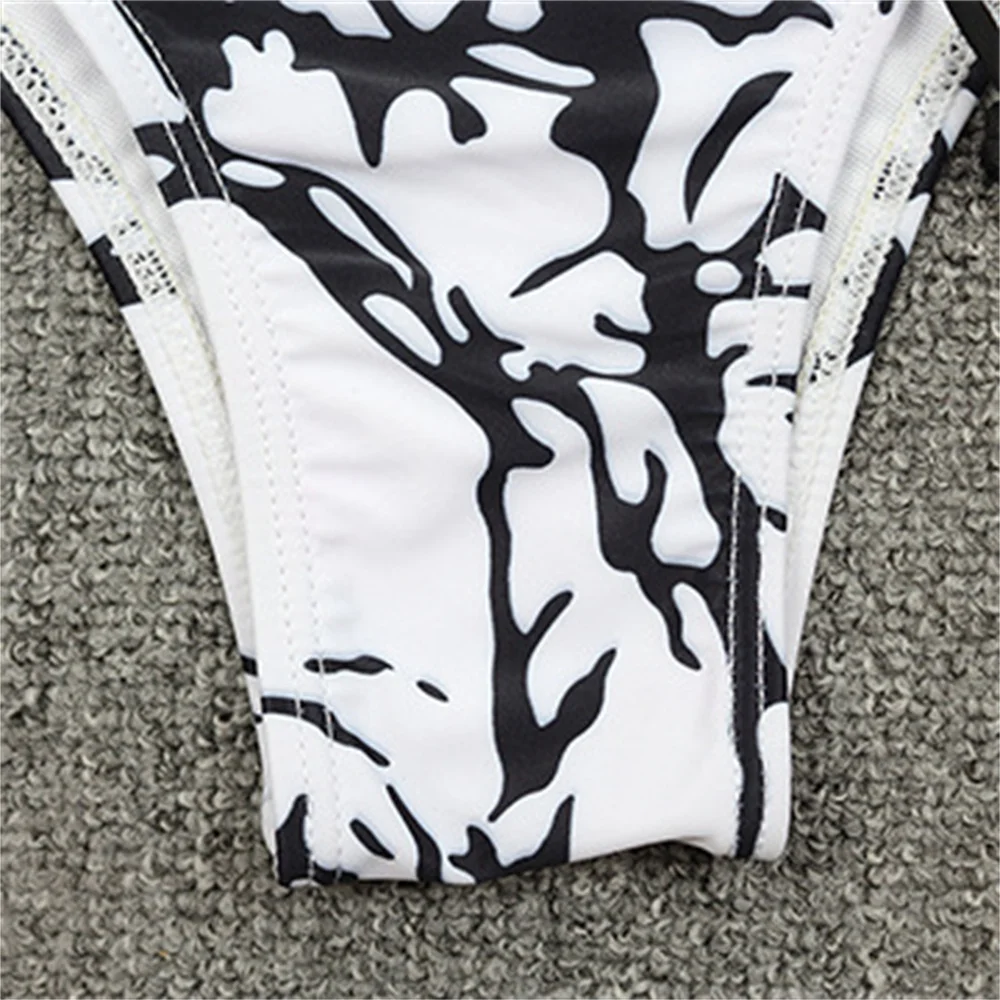 Купальник-бикини с высокой талией и принтом бандажный купальник перекрестными