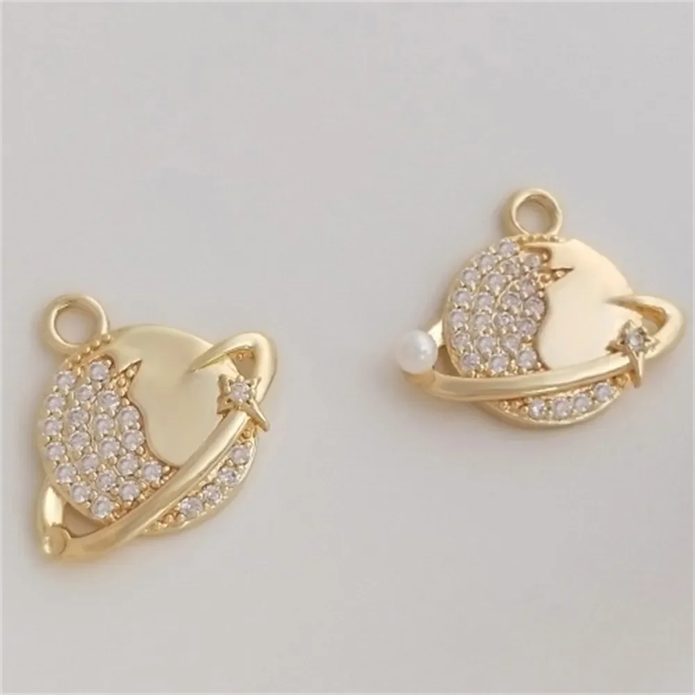 Микро-набор с цирконием 14-каратное золото цвет подвеска Космическая планета