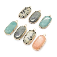 natural stone necklace pendants amazonite facet rectangle white crystal quartz charms for diy fashion earrings women gift charms