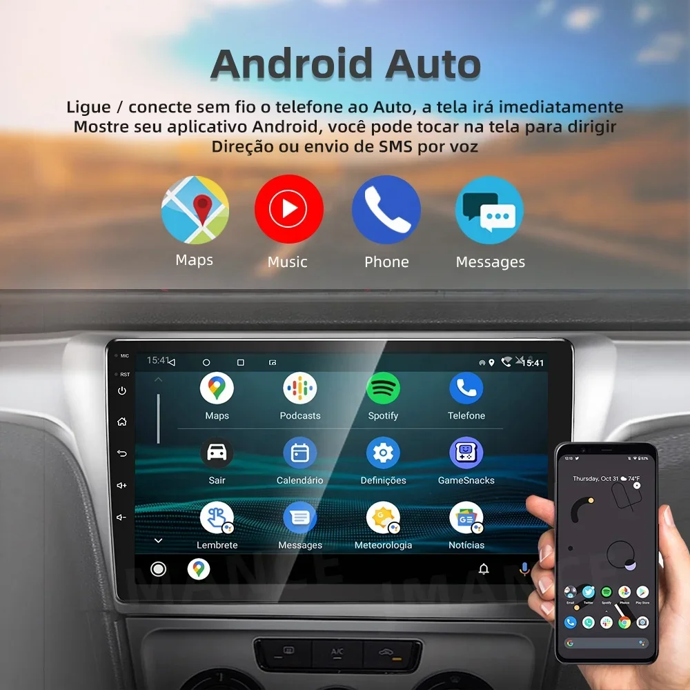 Jmance Android автомобильный Carplay 1 + 32G Bt Wifi 10 дюймовый радиоприемник для универсального