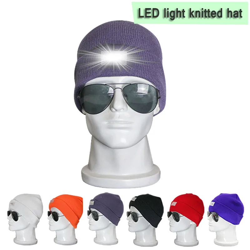 LED5 light luminous knitted cap acrylic knitted light cap warm lighting outdoor mountaineering night fishing with light wool cap