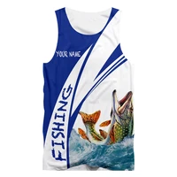 summer promo fishing vest 3d print mens tanktop fishing sports competition club name custom cusal vest with fish oversize s 6xl
