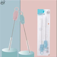 new nylon hair brush 304 stainless steel handle test tube toothbrush bag pacifier brush tools cleaning 2 piece set