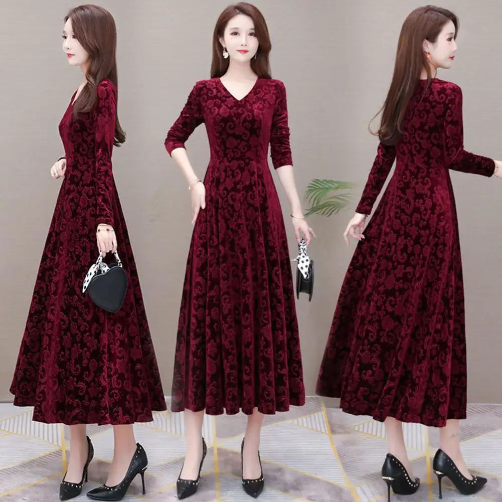 

Stylish Princess Dress Solid Color High Waist Temperament Elegant Long Dress