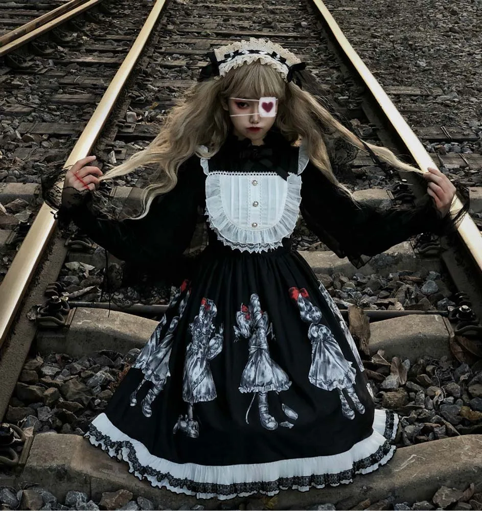 

Dress Gothic Retro Women Darkness Fashion JK Marionette Dress Girls College Style Lolita Women's Clothing