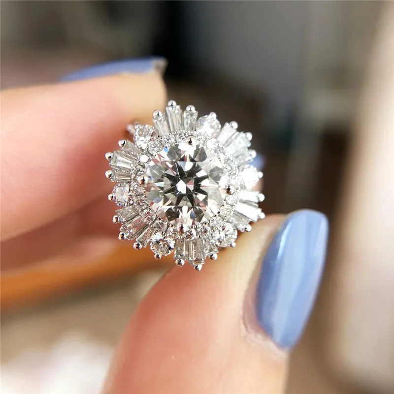 

ZHIXUN Fresh Style Female Rings with Dazzling Crystal Cubic Zirconia Bling Accessories for Dance Party Fashion Jewelry for Women