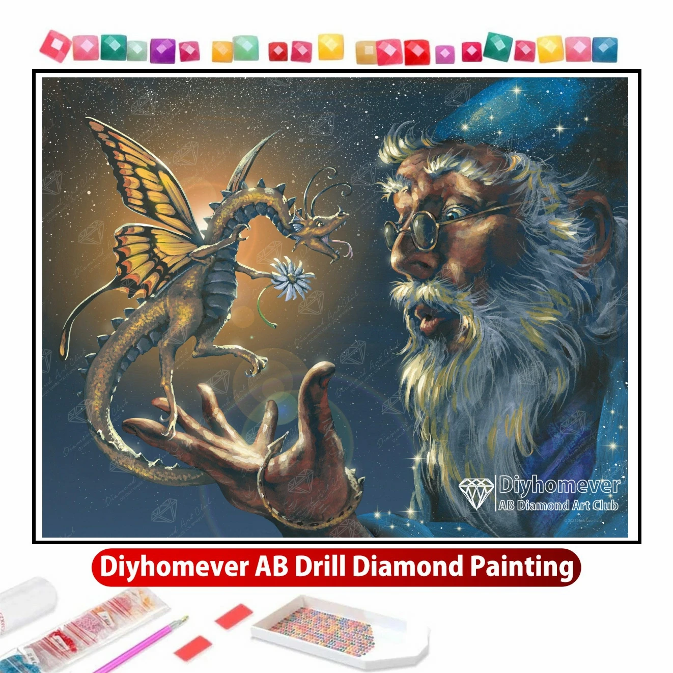 

Butterfly Dragon AB Diamond Painting Embroidery Fantasy Art Handmade Cross Stitch Mosaic Handicraft Home Decor Children's Gift
