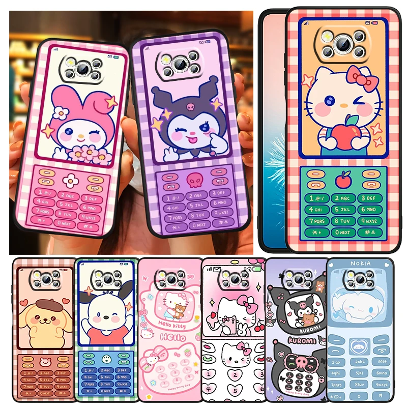 

Nokia Sanrio Melody Kulomi Phone Case For Xiaomi Mi Poco X4 X3 NFC F4 F3 GT M5 M5s M4 M3 Pro C40 C3 5G Funda Black Soft Cover