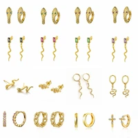 925 sterling silver ear buckle snake circle pendant hoop earrings for women simple gold tiny stud earrings 2022 fashion jewelry