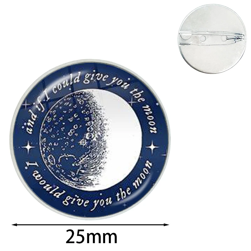 Женская креативная стеклянная Брошь Moon Song, темно-синяя брошь на воротник, со стеклянной булавкой