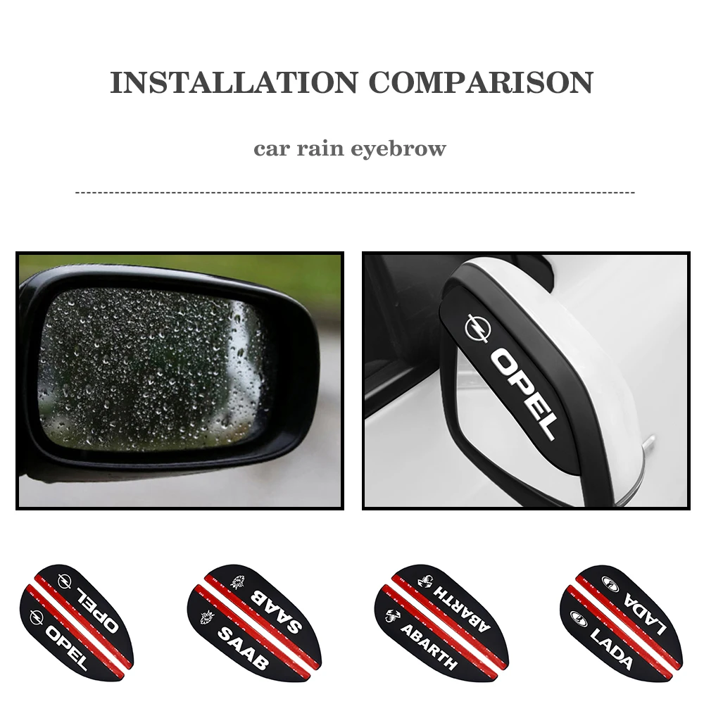 

2Pcs Car Rear View Mirror Rain Shield Shade Cover Silica Gel Visor Weatherstrip Auto Accessories for Opel Saab Abarth Toyota Etc