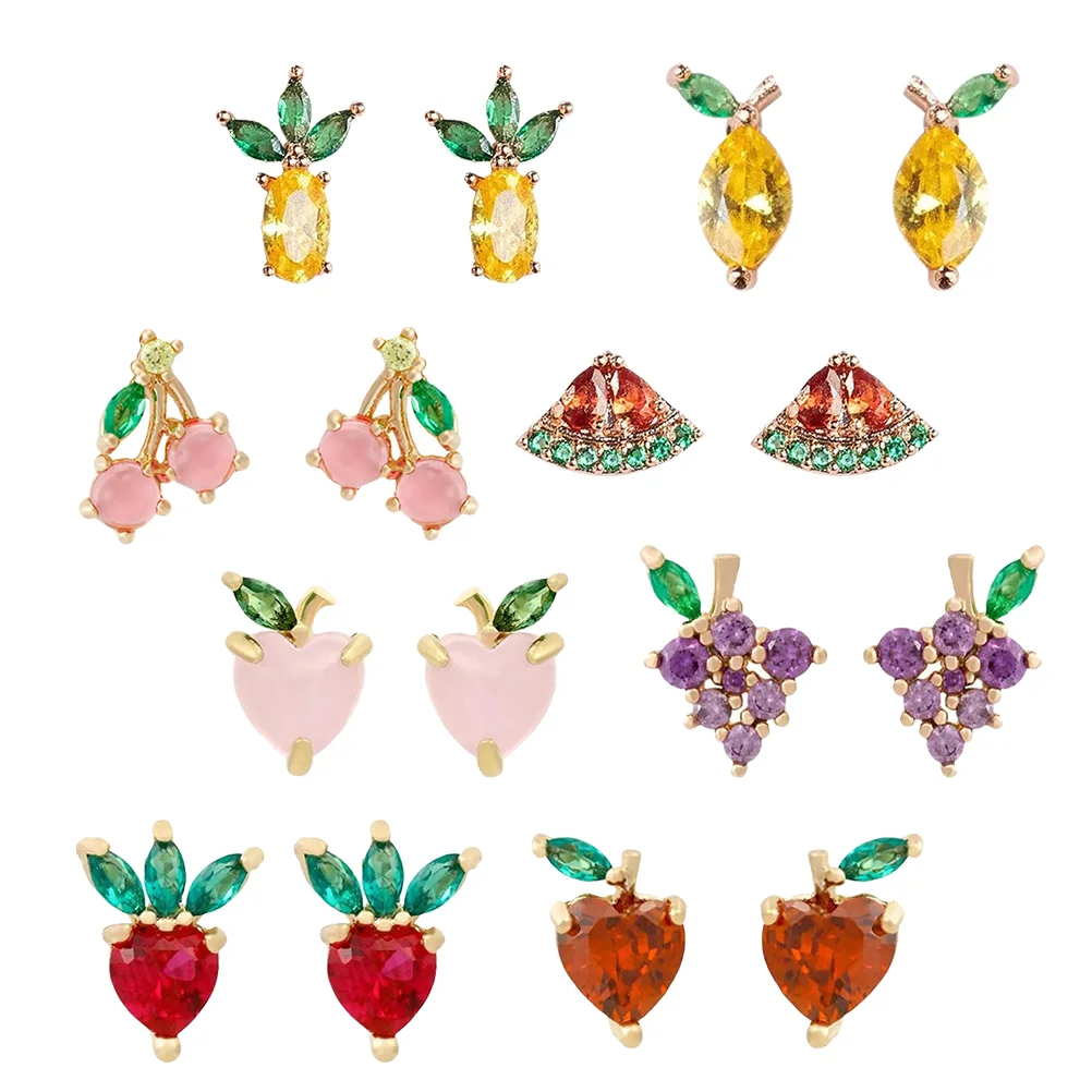 

Earrings Fruit Stud Women Earringeartropical Studs Basket Pineapple Cute Lovely Jewelries Gift Lemon