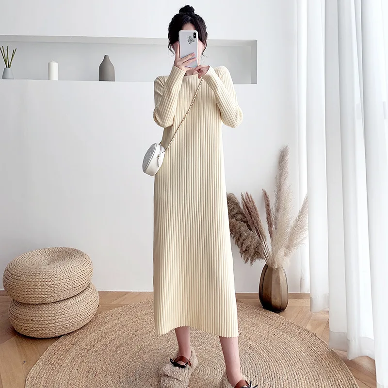 

Sweater dress women's autumn new thick pregnant women loose long Black