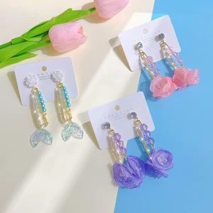 Imitation jewelry earrings Women dangle 2022 trend new summer ceрьги 2022 тренд HoBИH trend new pendientes verano piercing heart