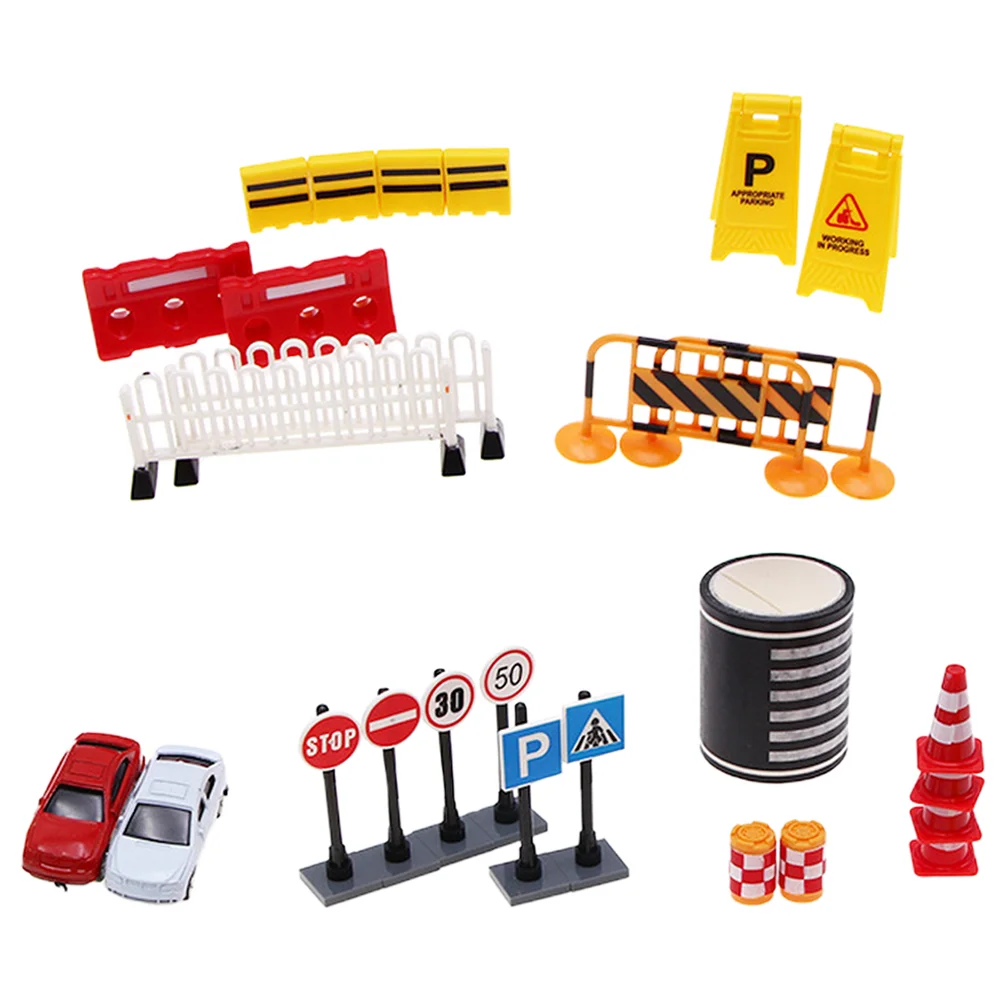 

27 Pcs Road Construction Set Sand Table Supply Miniture Decoration Miniature Traffic Sign Model Signs Toys Kids Indicator