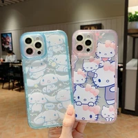 sanrio hello kitty cute cartoon phone cases for iphone 13 12 11 pro max mini xr xs max 7 8 for girl transparent silicone cover