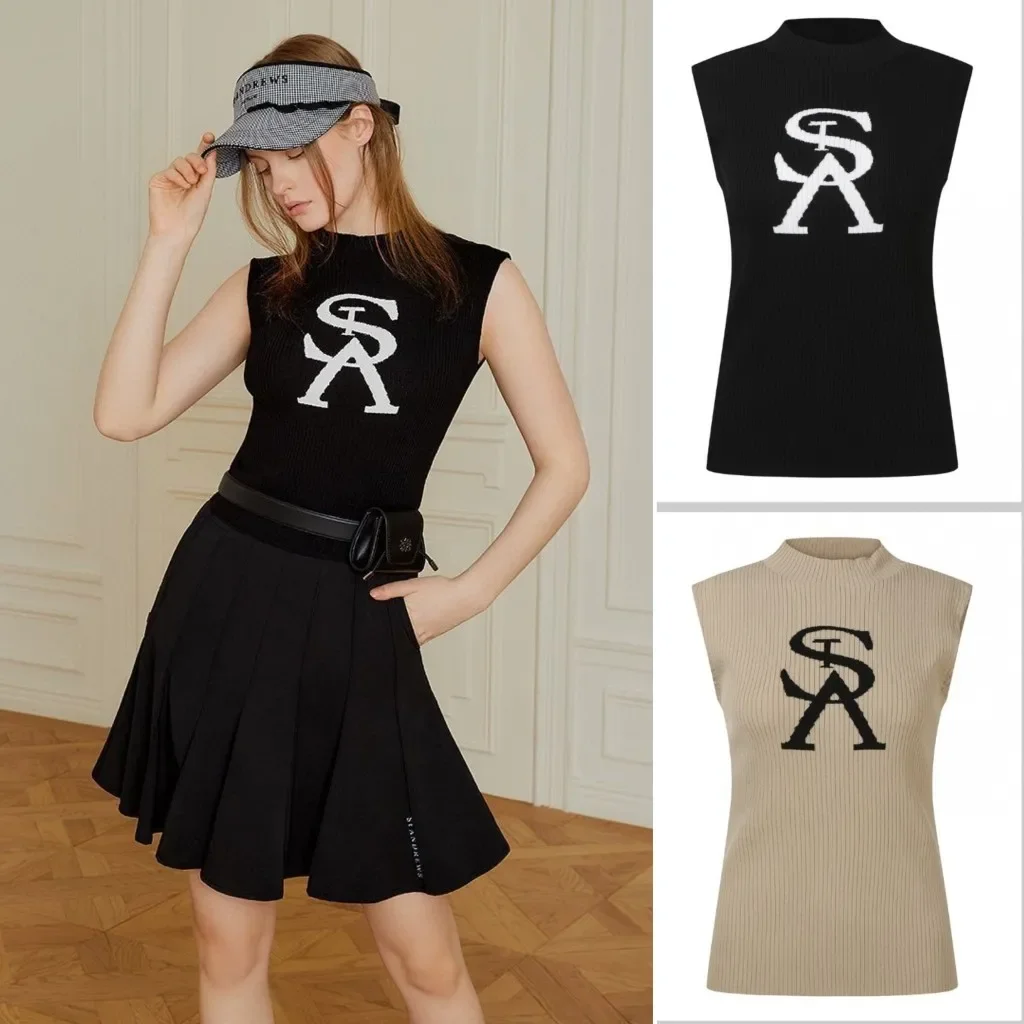 

Одежда для гольфа Женский вязаный новый топ без рукавов облегающий эластичный Топ Футболка Спортивный Повседневный жилет