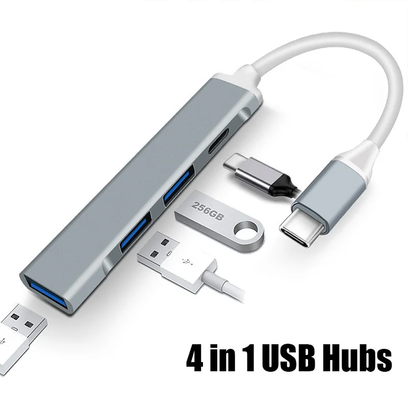 

4Port USB 3.0 Hub USB Hub High Speed Type C Splitter Adapters for PC Computer Accessories Multiport HUB 4 USB C 3.0 2.0 Ports