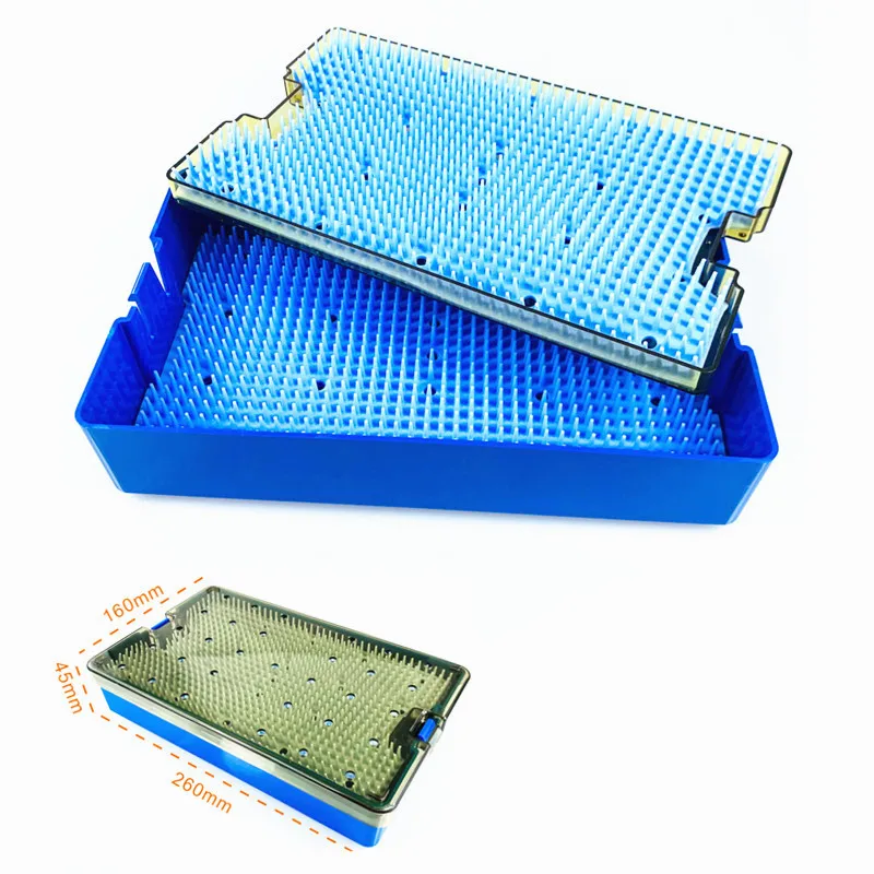 Sterilization Tray Box Case Silicone Disinfection Case with Silicone Mat for Surgical Instrument Disinfection Tray