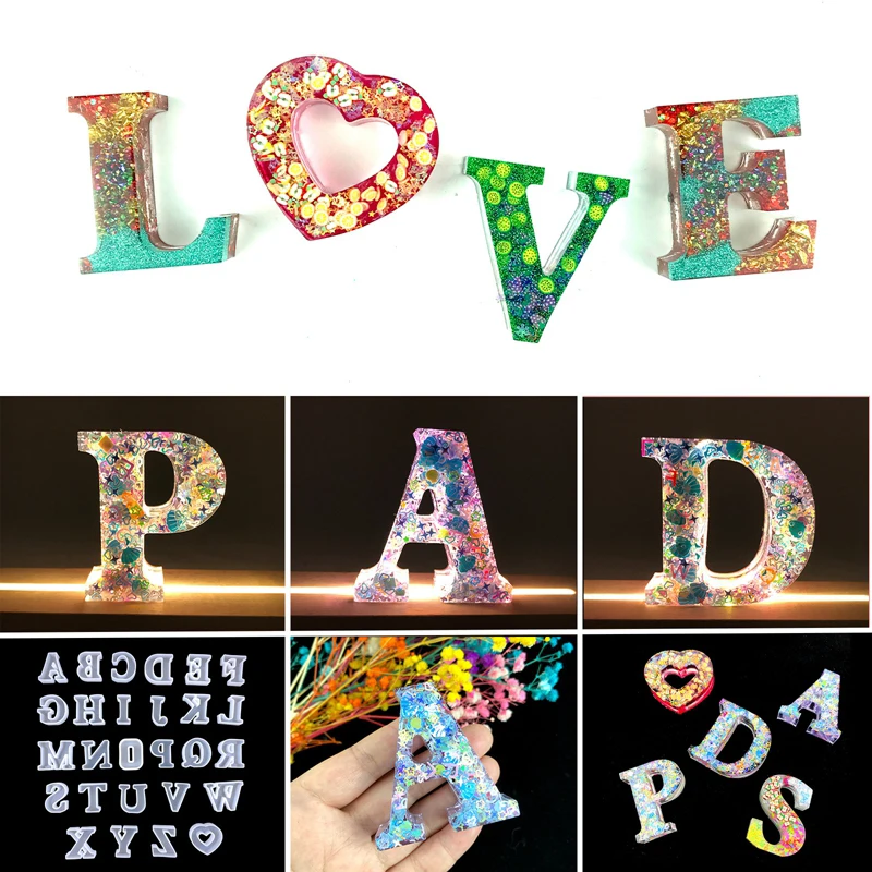 

26 Capital Letters A-Z Silicone Molds DIY Alphabet Crystal Epoxy Resin Casting Mould For Birthday Party Wedding Home Decoration