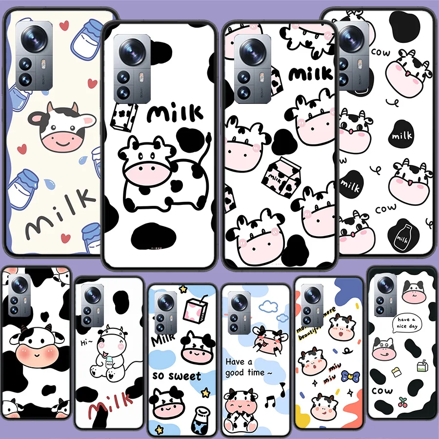 

Cute Cow Print Phone Case for Xiaomi Poco X3 NFC X4 GT M2 M3 M4 M5 M5S X5 Pro F3 F2 F1 Mi Note 10 Lite A3 CC9E Silicon Cover