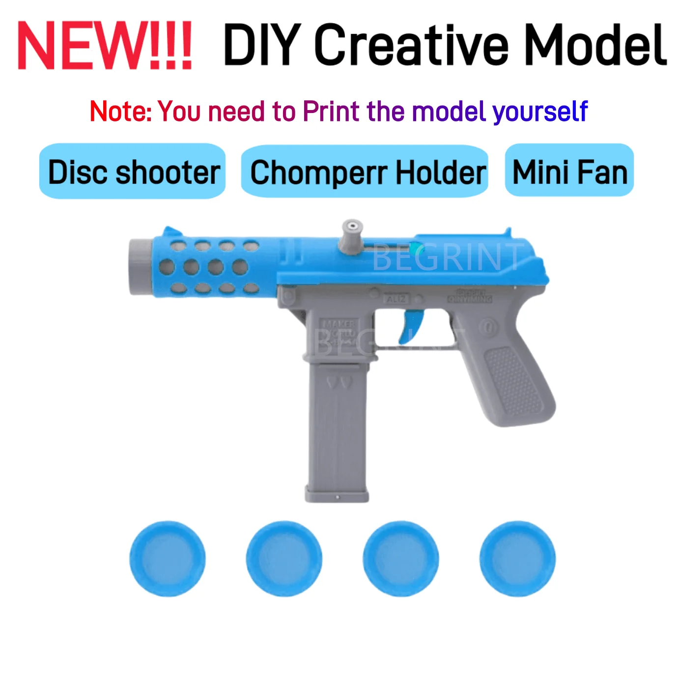 Bambu Lab 3D-печать DIY Креативная модель Комплект мыши TEC-9 Дисковый шутер Piranha