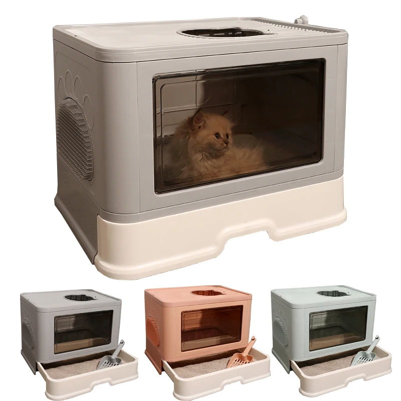 

Creative Square Enclosed Litter Box Sturdy And Durable Delly-delly-itchy Spillproof Cat Toilet Foldable Drawer Type Cat Bedpan