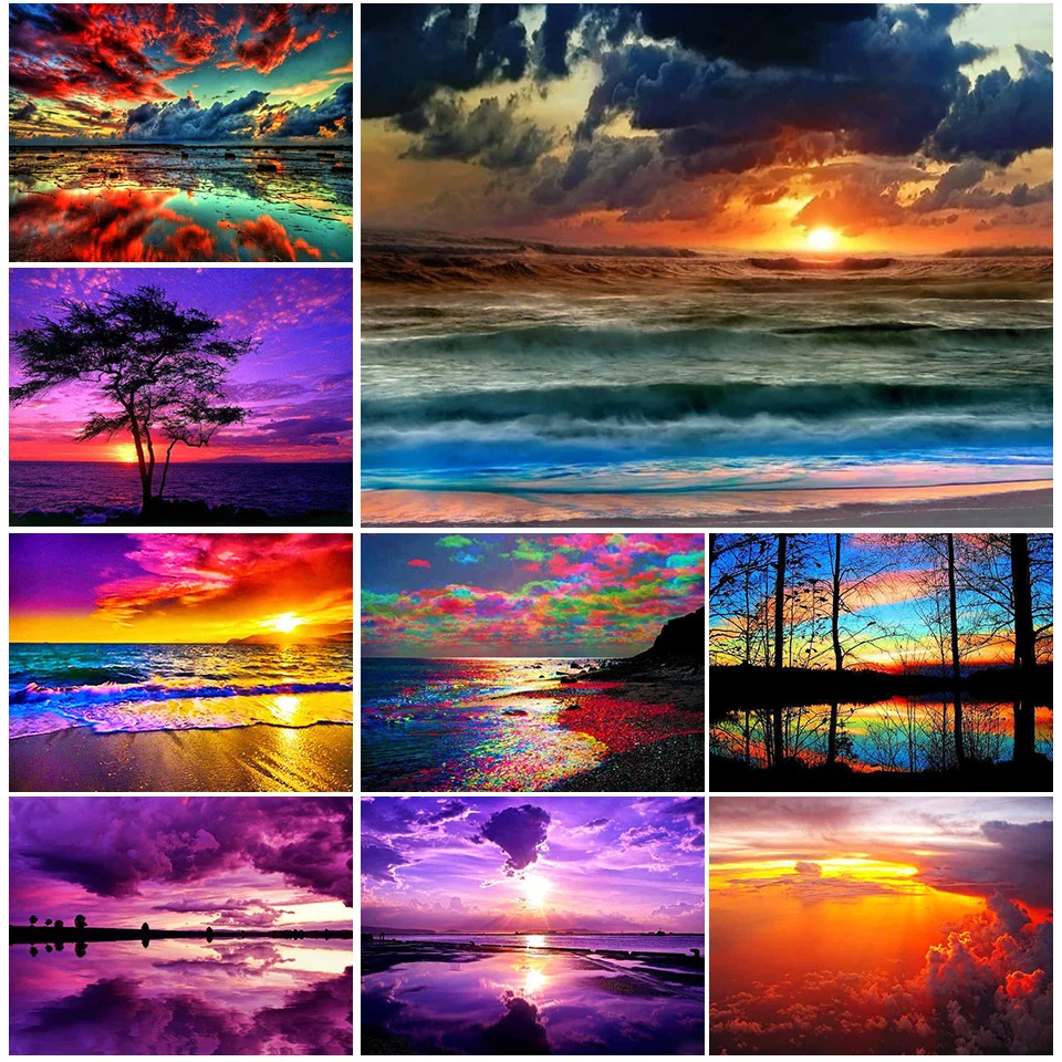 

Cross Stitch Embroidery Kits Craft Needlework unprinting Canvas Cotton Thread Home Decoration On Sale For Under the setting sun