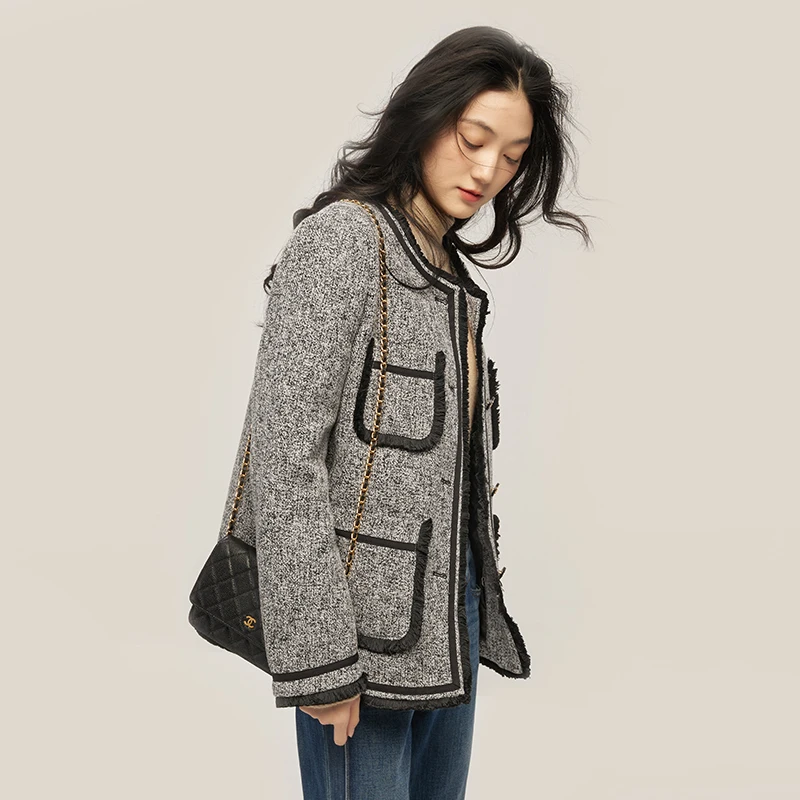 New 90% White Duck Down Jacket Women  High Street  Wool  Polyester  Single Breasted  Wide-waisted Thin Appliques Coat