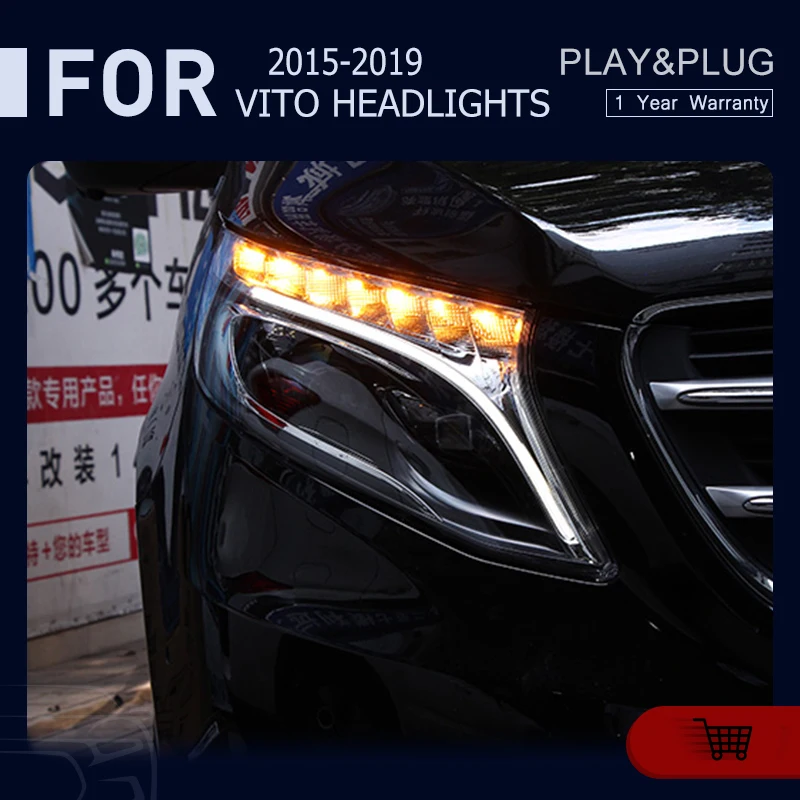 

Автомобильный Стайлинг для 2013-2019 Benz Vito W447 светодиодный головного света DRL проектор Объектив динамические аксессуары