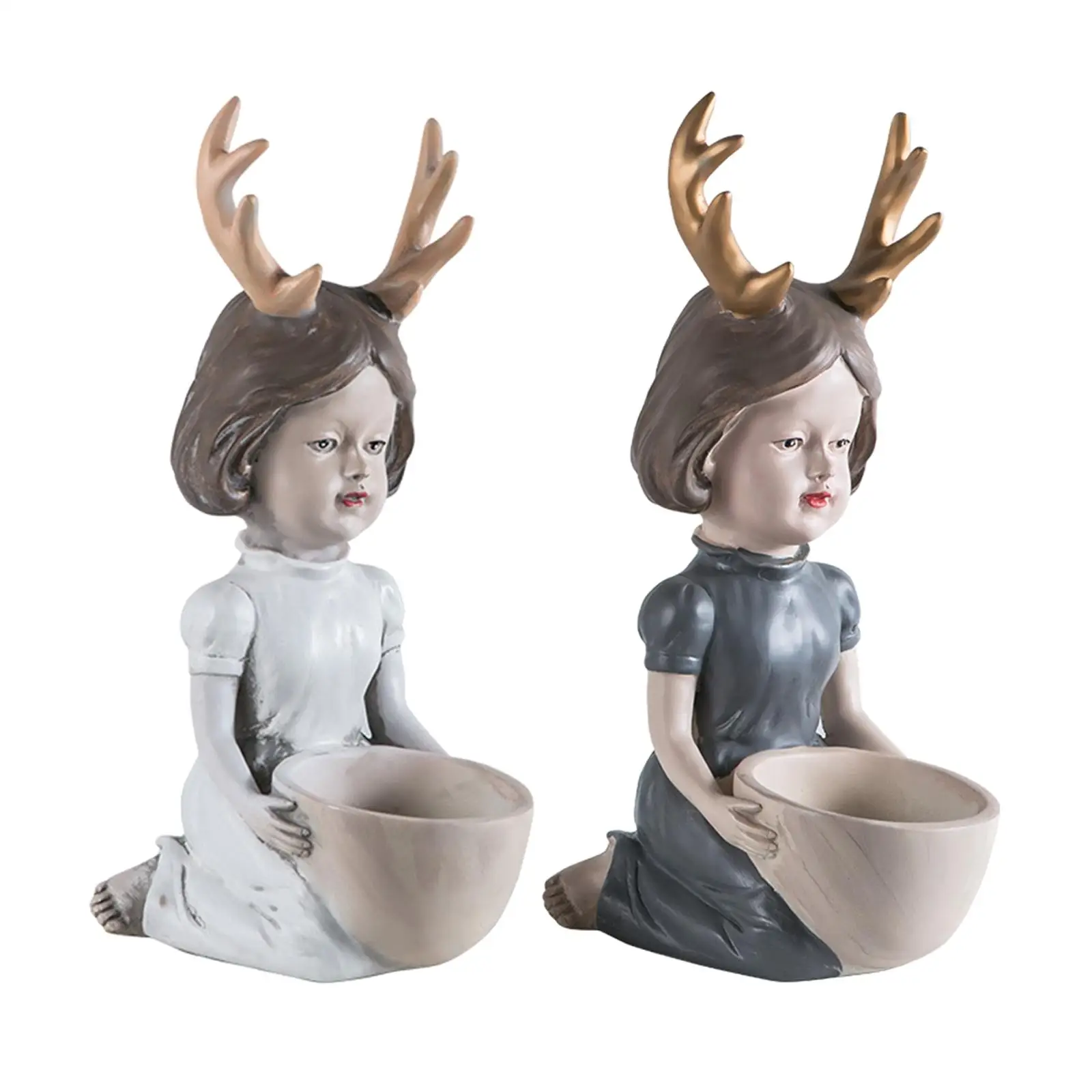 

Succulent Pots Cute Antler Girl Design Unique Gifts Resin Girl Statue for Home Plants Home Office Gardening Lover Decor
