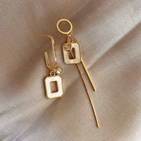 elegant geometric resin square asymmetrical long tassel earrings for women zircon bow knot heart pearl butterfly drop earrings